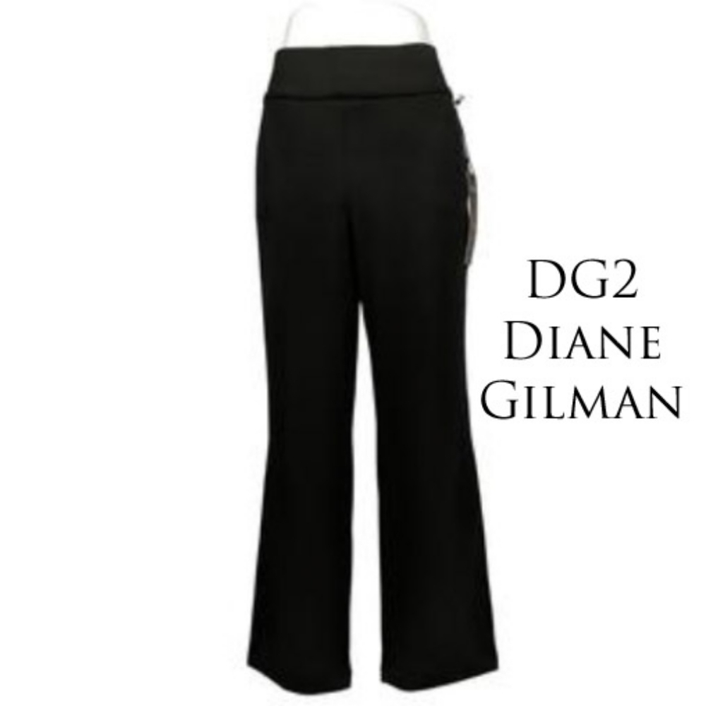 DG2 DIANE GILMAN Black Elastic Waistband Pants